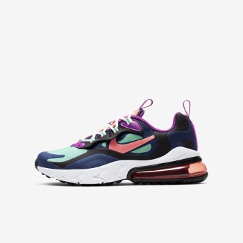 Nike Air Max 270 React - Nagyobb Gyerek Utcai Cipő - Kék/Fekete/Zöld